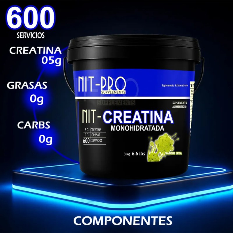 Creatina Monohidratada Alta Pureza Polvo Nit-pro 3kg 600ser