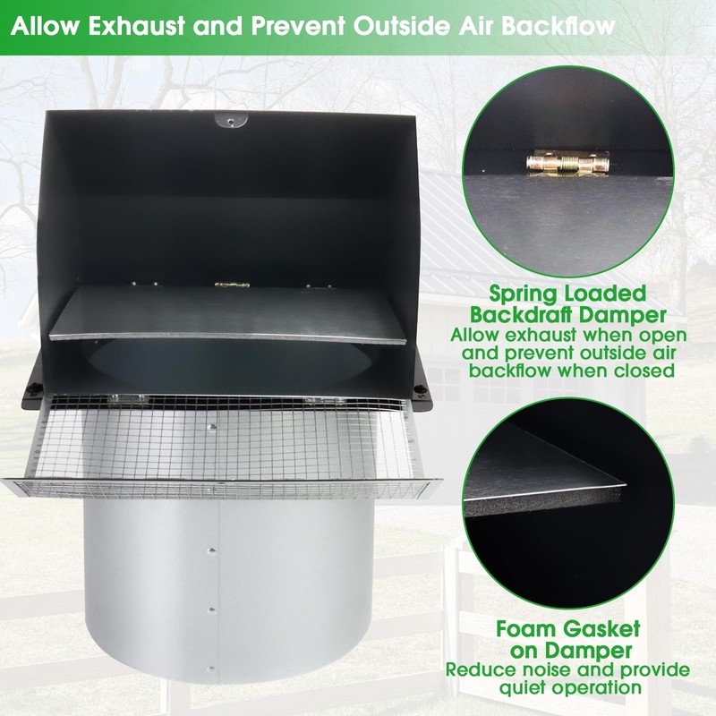 8 Inch Wall Vent Hood Wall Exhaust Vent Cover Outdoor