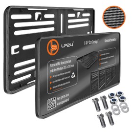 License Plate Holder 255 x 130 Carbon Look Light Motorcycle License Plate Holder Tractor 255 x 130 Number Plate Holder Number Plate Amplifier Trailer License Plate Holder with Mounting Material