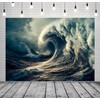 BELECO 7x5ft Fabric Big Ocean Waves Backdrop Vortex Hurricane Storm