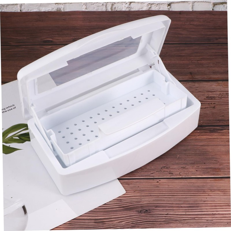 Healvian Transparent Lid Sterilizer Box for Nail Art Tools Durable
