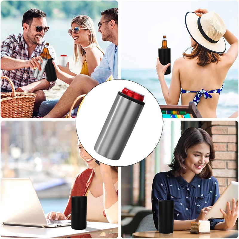 4 in 1 Insulated Can Cooler Double Walled Stainless Steel
