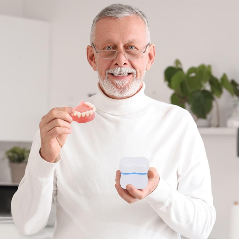 Denture Cleaner Box and Brush Set - 2 Pack Denture