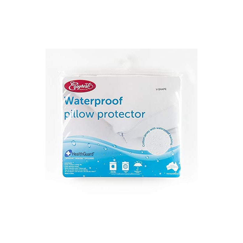 Easy Rest Cotton Jersey Waterproof V-Shape Pillow Protector, White, Suits