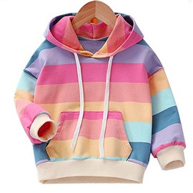 Julerwoo Girls Cotton Pink Sweatshirts Hoodie Dinosaur Printed Tops (2T, Color Stripe)