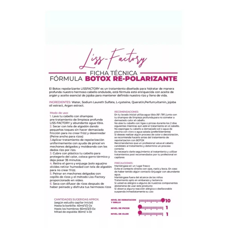 Liss-Factory Tratamiento Repolarizante Para Rizos Lissfactory 1l