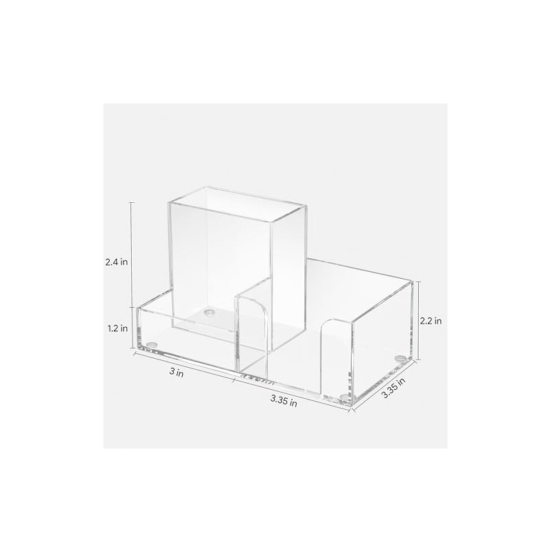 HBlife Acrylic Pen Holder - 3-Compartment Desk Organizer