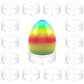 JUXYES Pack of 15 Clear Sphere Display Stand, Clear Sphere Holder Small Plastic Display Stands Round Display Easel Stands for Decorative Eggs, Crystal Balls, Marbles, Ball, Spheres, Collections