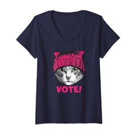 Womens CHILDLESS CAT LADIES VOTE PUSSYHAT CAT VOTE V-Neck T-Shirt