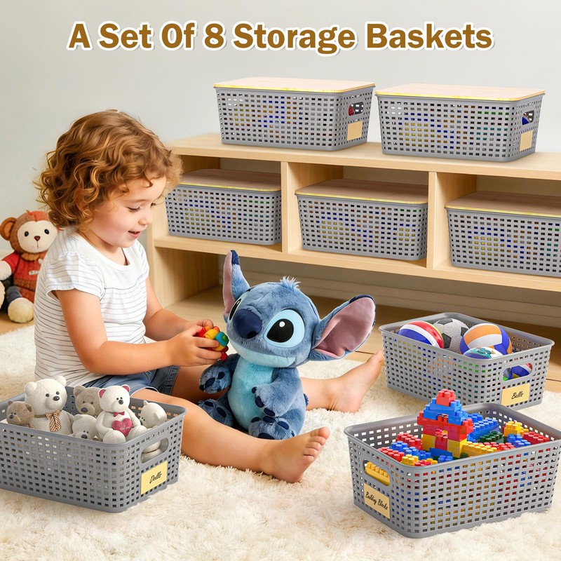 Stackable Storage Basket: Plastic Baskets Bins, Baskets for Organizing, Pantry