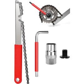 BEAUGIREW Bike Cassette Removal Tool Bicycle Chain Whip Bicycle Freewheel Sprocket Removal Tool with 8mm Hexagon Wrench and Square Head for MTB Mountain Bike Road Bike