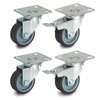 50mm Set of 4 Swivel Castors with Plate Fitting (TPR
