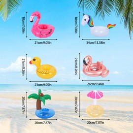Feliciay Pack of 6 Inflatable Bottle Holders, Drink Holders for Pool, Inflatable Pool Drink Cup, Beach Party, Inflatable Drink Holder, for Children, Family, Pool Party (Animal)