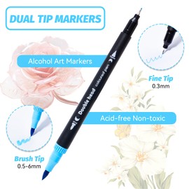 Hopesky Watercolor Markers - 72 Colors Dual Tip Coloring Paint Markers for Artists Adult - Ultra Fine & Brush Tip, Permanent for Office Journals