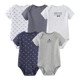 MAMIMAKA Unisex Baby Bodysuits Baby Clothes Short Sleeve Bodysuits Onesies Cotton 5-Pack for Boys and Girls