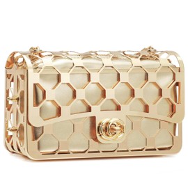 CARIEDO Women Evening Bag Elegant Clutch Purse Exquisite Velvet Metal Hollow out Handbags Prom Wedding Party (black)