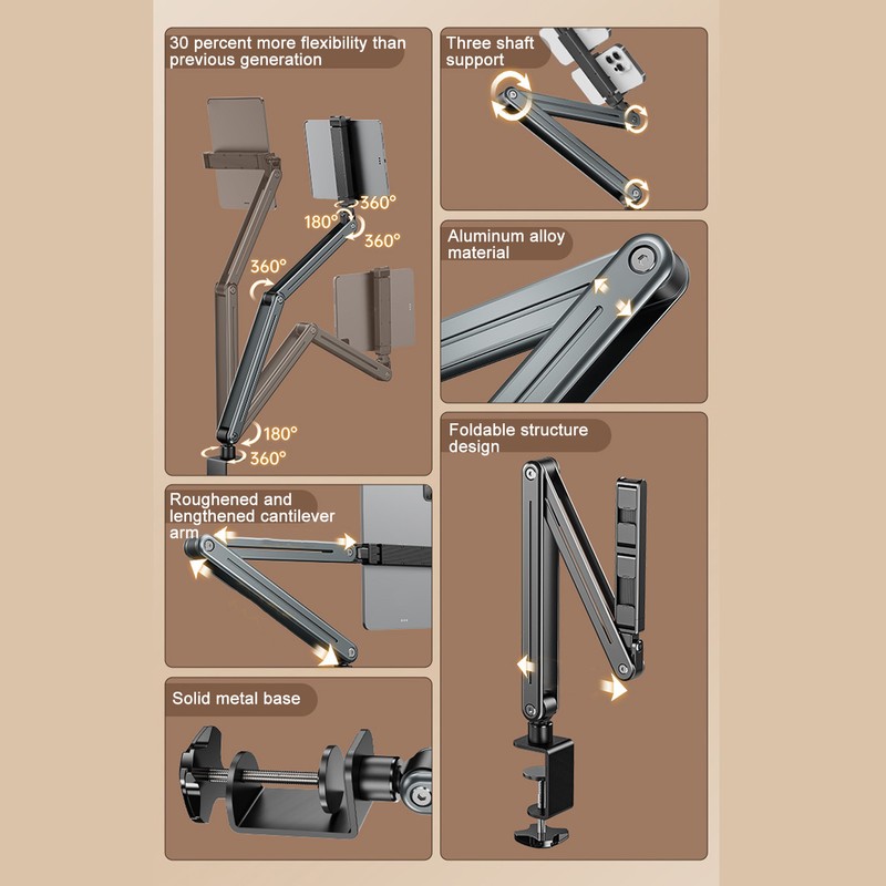 Tablet Stand Holder Professional 360 Degree Rotation Foldable Tablet Arm
