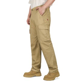 VATRENUS Men's FR Cargo Pants Flame Resistant Pants Lightweight 7.5oz 100% Cotton Khaki Fire Retardant Elastic Waist Pants