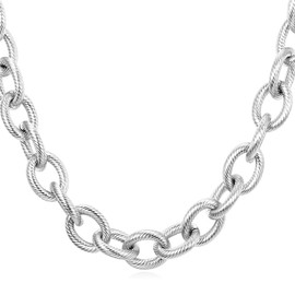 U7 Chunky Necklace Stainless Steel 13mm Big Circle Chain Cable Rolo Chain Necklace for Men Rapper Necklace18 Inch