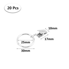 RuishiLinh 20 Pcs Curtain Clips Rustproof Metal Curtain Rings with Clips Decorative Drapery for Holding Heavy Curtains Rod