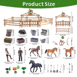 kukifun Horse Stable Playset 40PCS, Farm Barn Toy with Rider for Kids