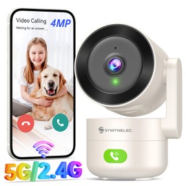SYMYNELEC 2K Indoor Surveillance Camera, 360°, 5GHz/2.4GHz WLAN Surveillance with AI Motion Detection, IR Night Vision, 4MP IP Security Camera Indoor for Pets, Dogs, Baby Monitor Compatible with Alexa