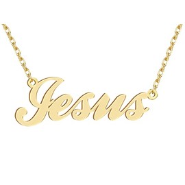 18k Gold Plated Jesus Name Pendant Necklace Nameplate Necklaces Womens Stainless Steel Graduation Mother Jewelry