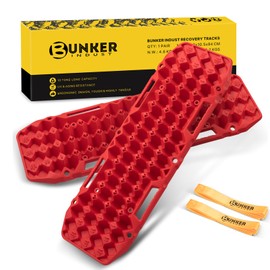 BUNKER INDUST Off-Road Traction Boards, Pair Recovery Tracks Traction Mat for Jeep Mud, Sand, Snow Traction Pads-Red Emergency Tire Traction Device (Gen 10th)