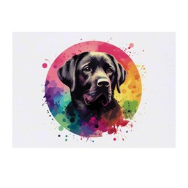 'Colourful Black Labrador Dog Portrait' Temporary Tattoo - Water Resistant, Skin-Safe, Non-Toxic Transfer (TO00073947)