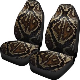 Dellukee Snake Skin Car Seat Covers Decorative Universal 2pc Front Car Seat Cover Protectors for Most Car Truck SUV Van