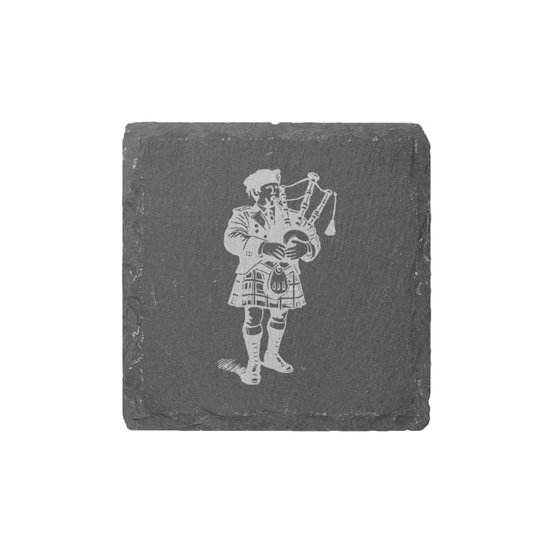 4 x 'Scottish Bagpiper' 10cm Square Slate Coasters (CR00211629)