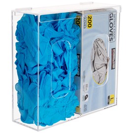 SEANADO Triple Glove Box Holder Wall Mount Glove Dispenser with Lid, 2 Compartments Hygiene Station Storage Box for Face Masks, Beard Nets, Hairnets, Plastic Bags, Shoe Cover - 10.9 x 10.2 x 3.5 inch