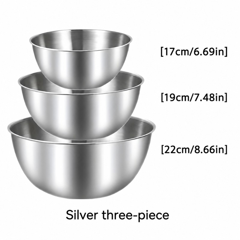 Stainless Steel Mixing Bowls Set for Kitchen Prep – 3-Piece
