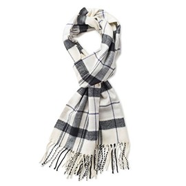 VERONZ Super Soft Luxurious Classic Cashmere Feel Winter Scarf (White Black Plaid)