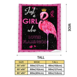 Just A Girl Who Loves Flamingos Blanket Cute Flamingos Decor Throw Blanket Gifts for Girls Super Warm Soft Plush Lightweight Fleece Flannel Blanket Winter Bedding Blanket for Kids Adults Women 40"x50"