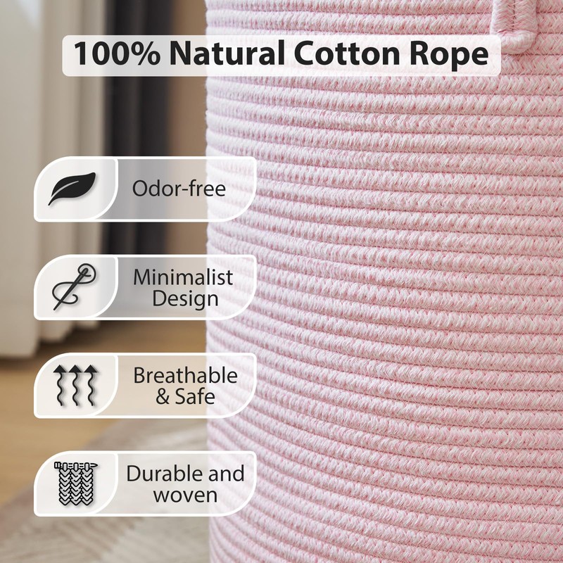 YOUDENOVA Laundry Hamper Basket, Woven 58L Tall Laundry Basket for