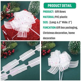 Poen 8 Pieces Large Pull Bow 6 inches Organza Gift Wrapping Ribbon Bow for Wedding Baskets Gift Wrapping and Decoration(Mixed Color)