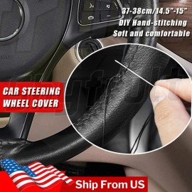 AQJ 15" DIY Steering Wheel Cover Genuine Leather for FORD F-150 F150 2000-2013 2014