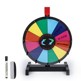 Hooomyai 12" Tabletop Spinning Prize Wheel 12 Slots Heavy Duty Editable Spinning Wheel with Dry Erase Markers & Eraser for Fortune Spin Game Tradeshow Carnival