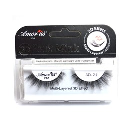 AMOR US 3D Effect Faux Mink False Eyelashes Multi Layered Eye Lashes Pick 1 Type + Zip Bag (3D-21)