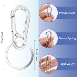 Yolev 2PCS Key Ring Keychain Keyrings Metal Keychain Clip Key Chain Holder Stainless Keyring Keychains Chain Holder Organizer for Car and Keys Finder (silver black)
