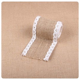 Pmnzdy 2 m Jute Ribbon with Lace 10 cm Wide Vintage Lace Ribbon Natural Hessian Jute Ribbons Lace Border Decorative Ribbon Fabric Ribbon Gift Ribbon Christmas Wedding Party Table Decoration DIY 9#