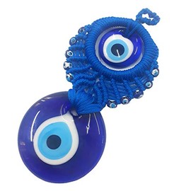 Perlin Nazar Boncuk Boncugu Turkish Blue Evil Eye Wall Hanging 18 cm Ornament Amulet Decoration Home Decor Protection Blessing Gift Glass Beads Pendant for Car Home and Office