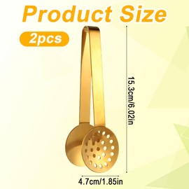 Pack of 2 Tea Bag Press Tongs, Stainless Steel Tea Bag Dispenser Grabber Picker Accessories Premium Tea Bag Press Strainer Clip Gift for Tea Drinkers (Gold)
