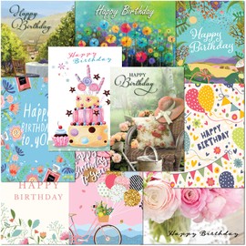 Pack of 10 Premium Female Birthday Greeting Cards from Olivia. A5 Standard Size Multipack Assortment with Envelopes