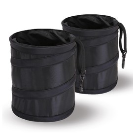 Ginsco Car Trash Can, 2 Pack Small Collapsible Pop-up Car Trash Can, Car Trash Bag Garbage Bin with Elastic Band, Washable Portable Trash Can Multipurpose Trash Bin for for Car/Home/Office (1 Gallon)