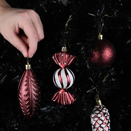 Prextex Christmas Ball Ornaments for Christmas Decorations (Wine Red) | 24 pcs Xmas Tree Shatterproof Ornaments with Hanging Loop for Holiday, Wreath and Party Decorations