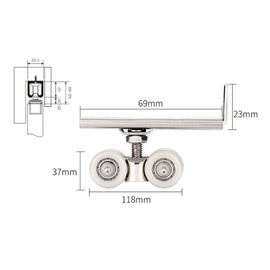 2Pcs Sliding Door Roller, 4 Wheels Wood Door Hanging Wheels Rail Track Pulley Sliding Door Fittings for Wardrobe Cabinet Bathroom Window