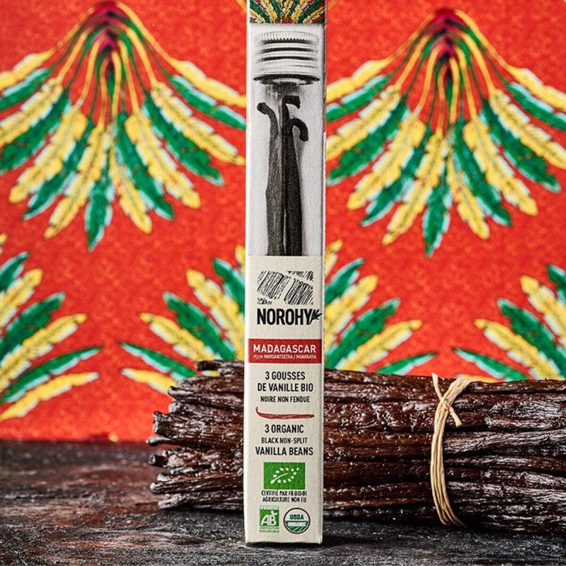 Organic Madagascar Norohy Black Non-Split Vanilla Beans, Whole Grade A