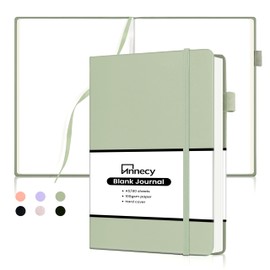 Annecy Blank Journal Notebook, Medium 5.5x 8.25, 160 Pages 100GSM Writing Paper, A5 Grey Green Faux Leather Cover with Pen Loop